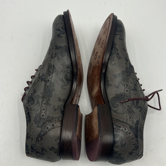TED BAKER LONDON PORTER OXFORD MENS SIZE 7 GRAY BLACK PRINT LEATHER SHOES - Picture 6 of 11